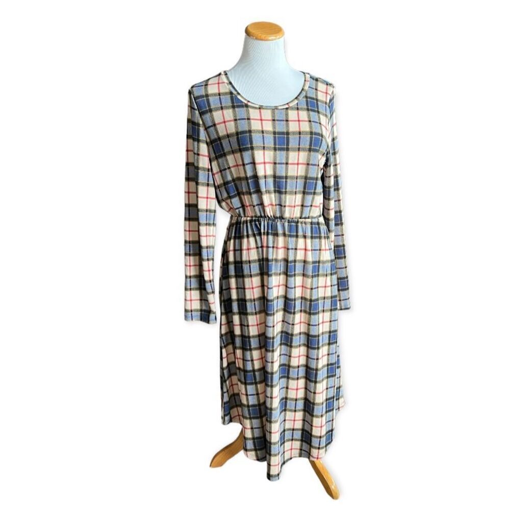 Womens Eloges Winter Plaid Cabin Maxi Dress - Sz L